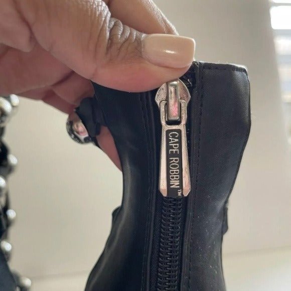 Cape Robbin Black Studded Heels Shoes #9 - Picture 7 of 8